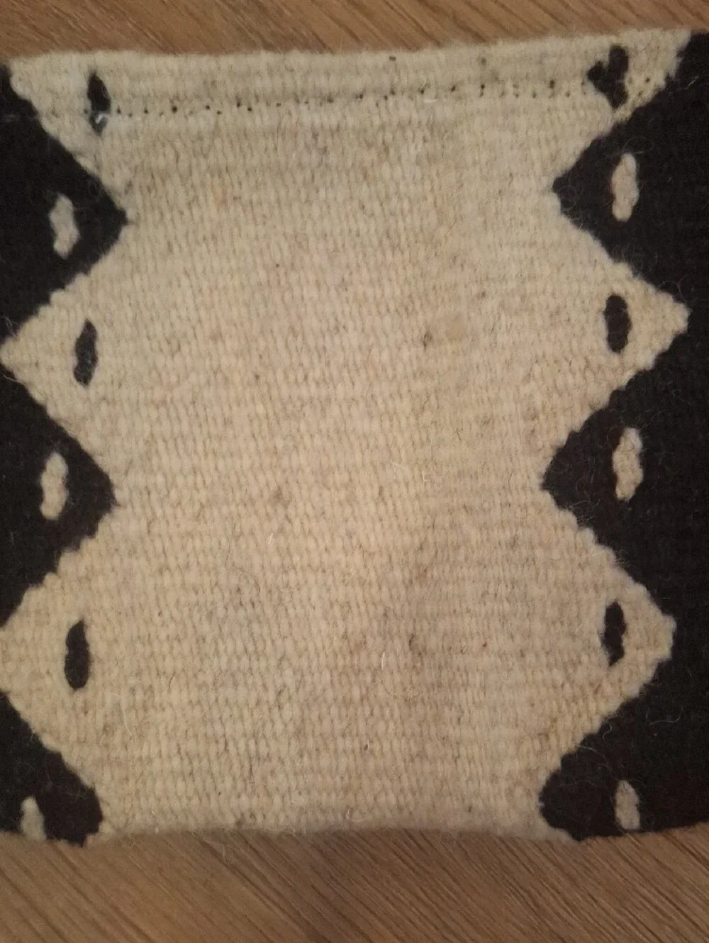 Handwoven Black and Cream Aztec Zip Pouch - Women Bags